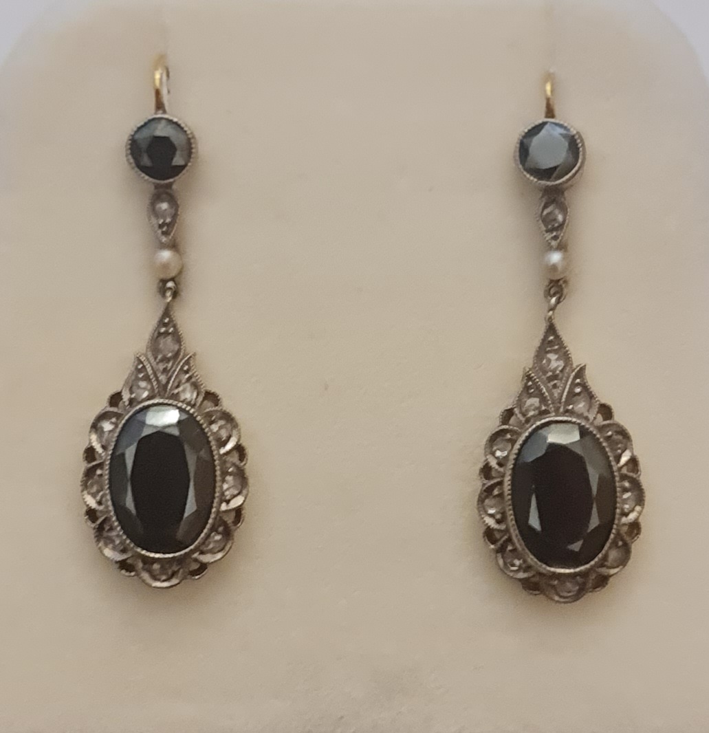 orecchini oro diamanti perle ematite