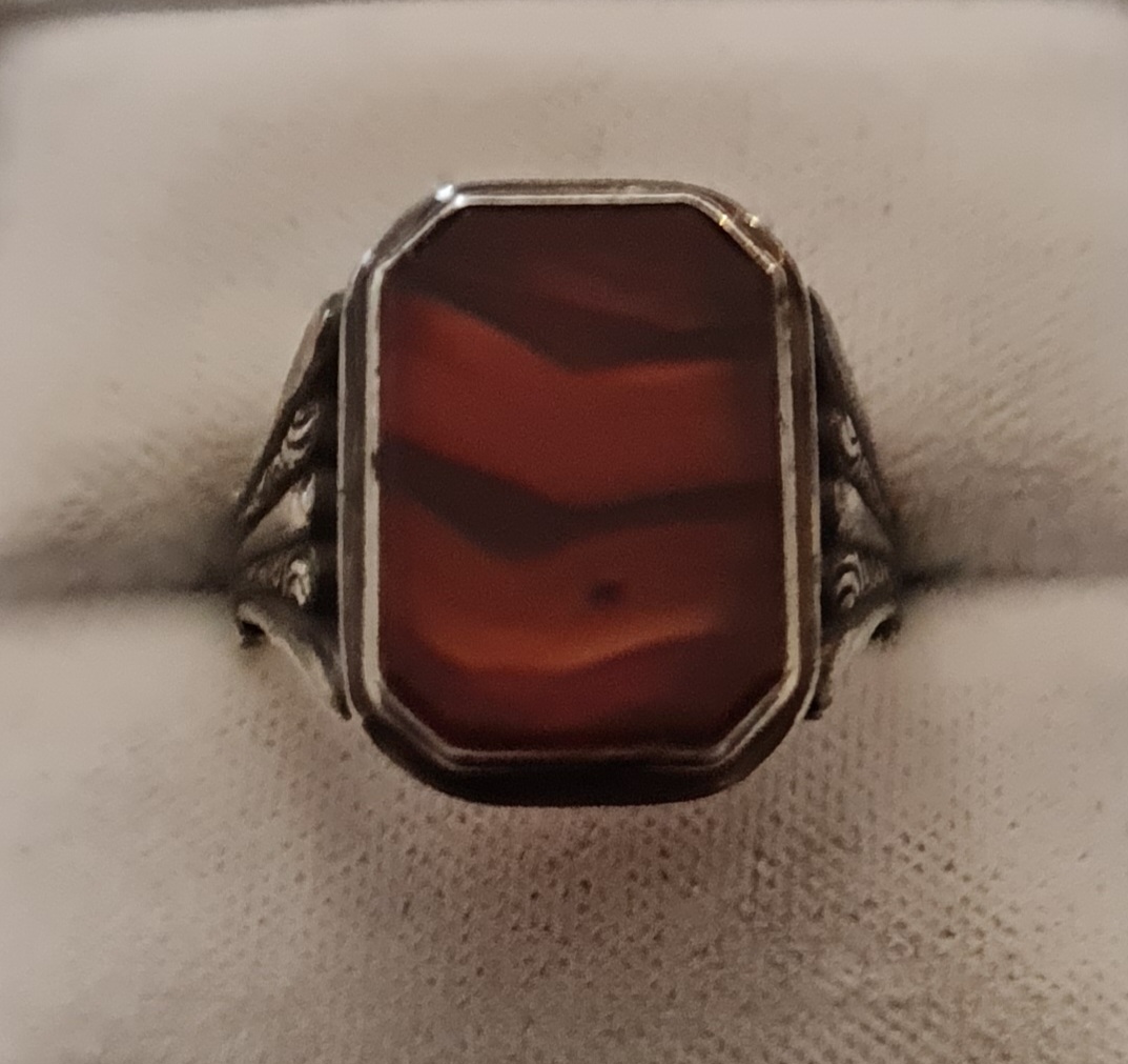 anello epoca uomo argento corniola 